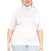 Women's Plus Size Warm Short Sleeve Turtleneck Top | Ultra Soft | Adult XL to 5X