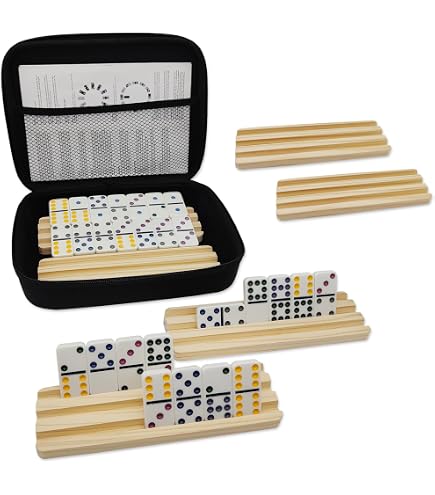 Amazon.com: uvcany Double 9 Dominoes Set with 6 Wooden Trays/Racks