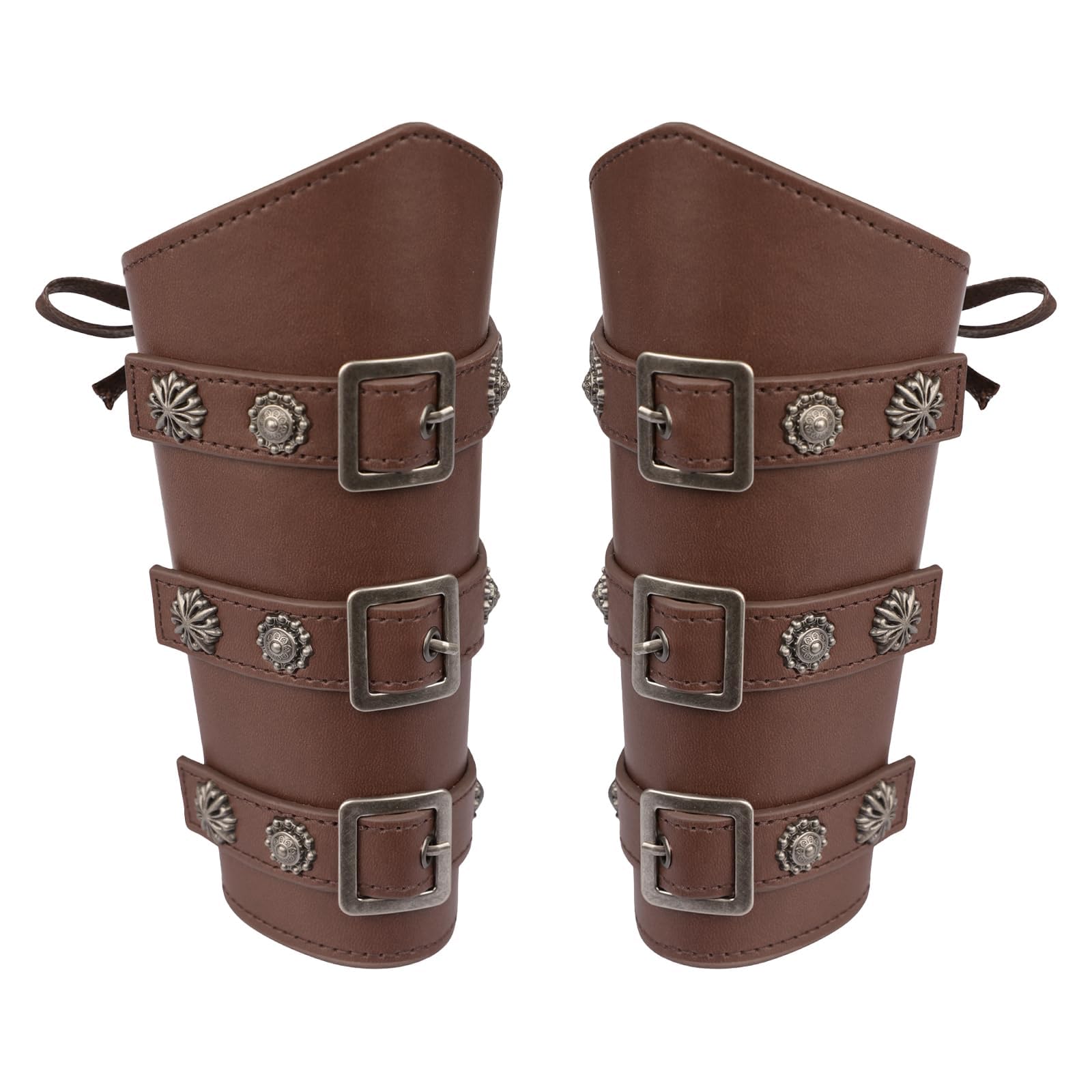 ITODA PU Leather Medieval Arm Guard Knight Gauntlet Armor Wristband Guard Vintage Archer Gauntlet Cosplay Costume Gothic Viking Punk Costume Wide Bracer Arm Cuff(1pcs)