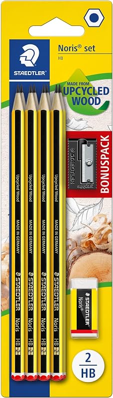 Bleistifte Noris, HB, sechskant, Set mit 8 unglaublich bruchfesten Bleistiften, 1 Spitzer, 1 Radiergummi, hohe Qualität Made in Germany, 120 SBK8P1
