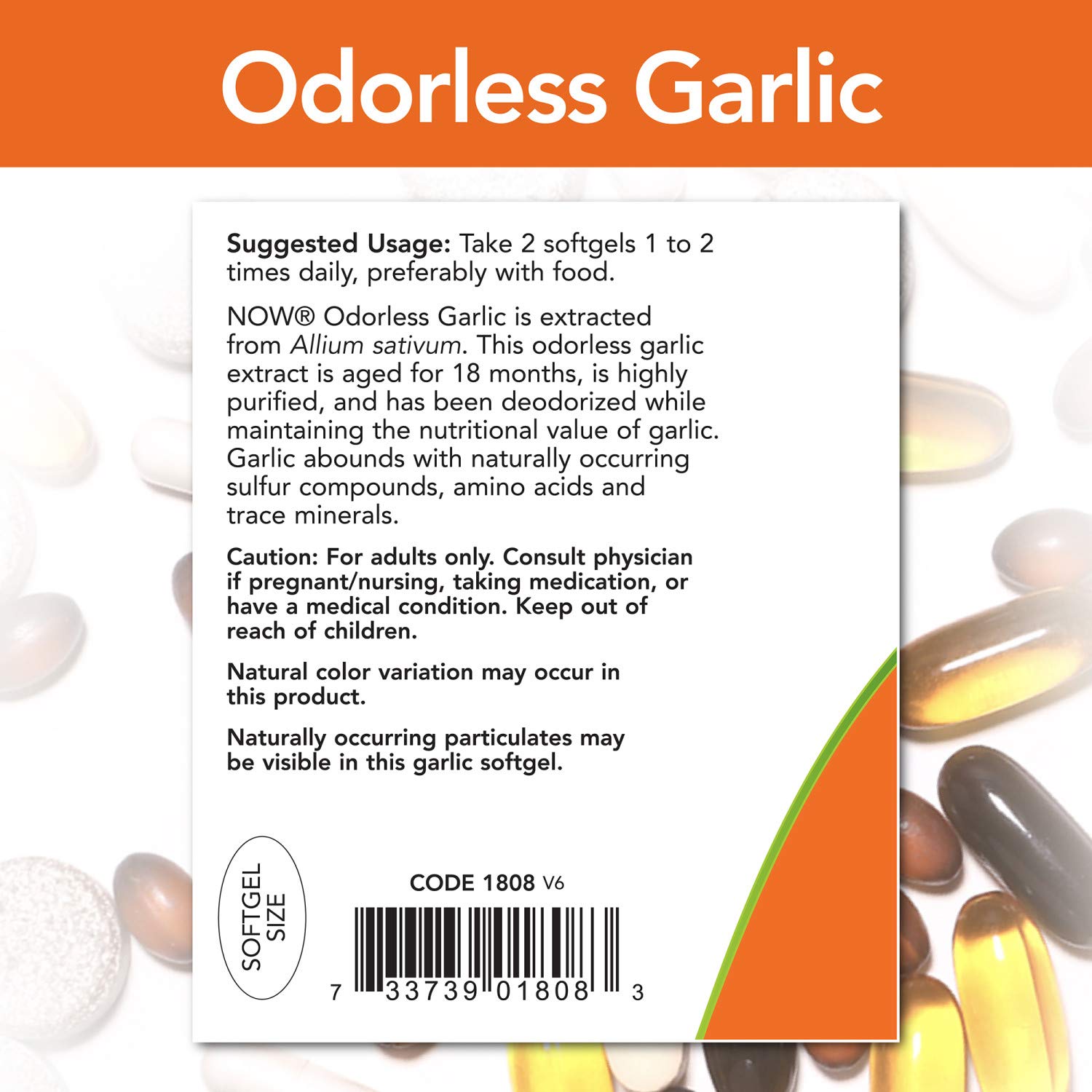 NOW Supplements, Odorless Garlic (Allium sativum), Concentrated Extract, 250 Softgels: Health & Personal Care