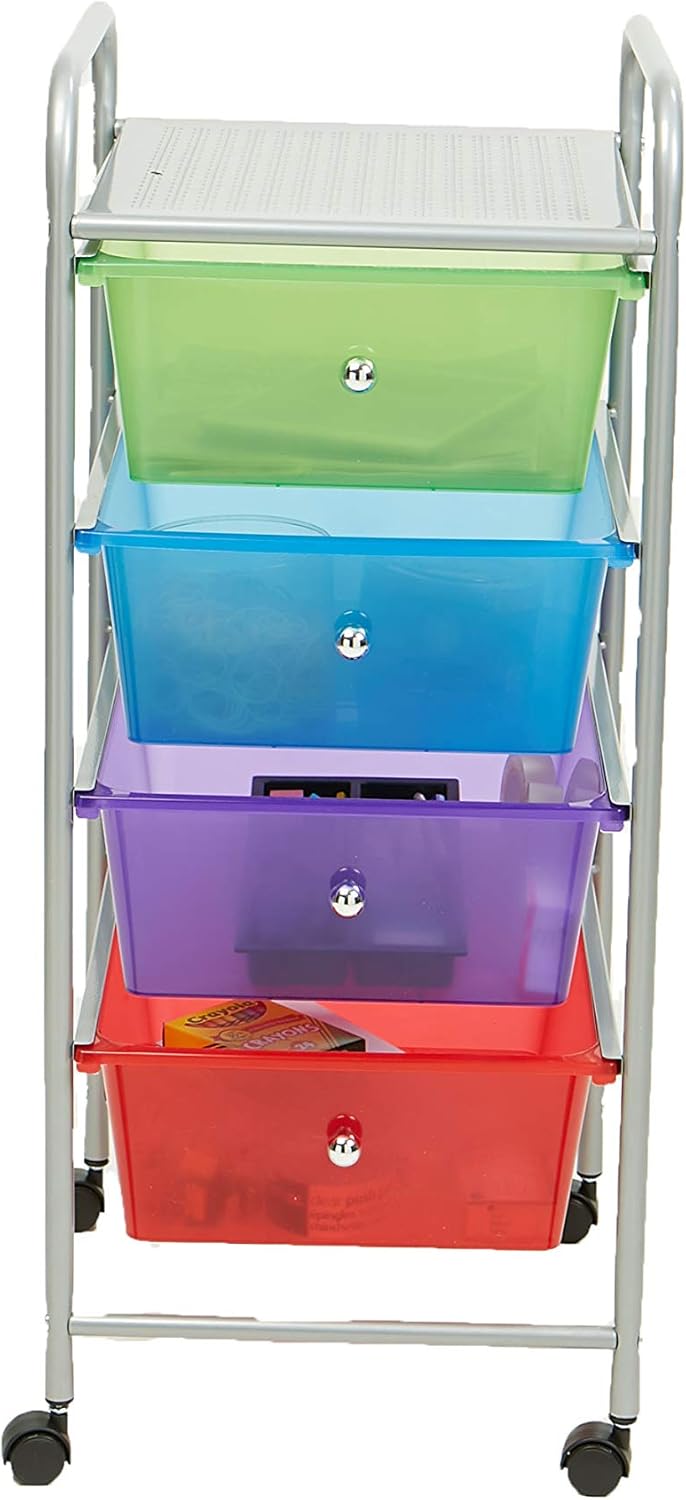 Mind Reader Rolling Storage Cart and Organizer with 4 Plastic Drawers: Home & Kitchen