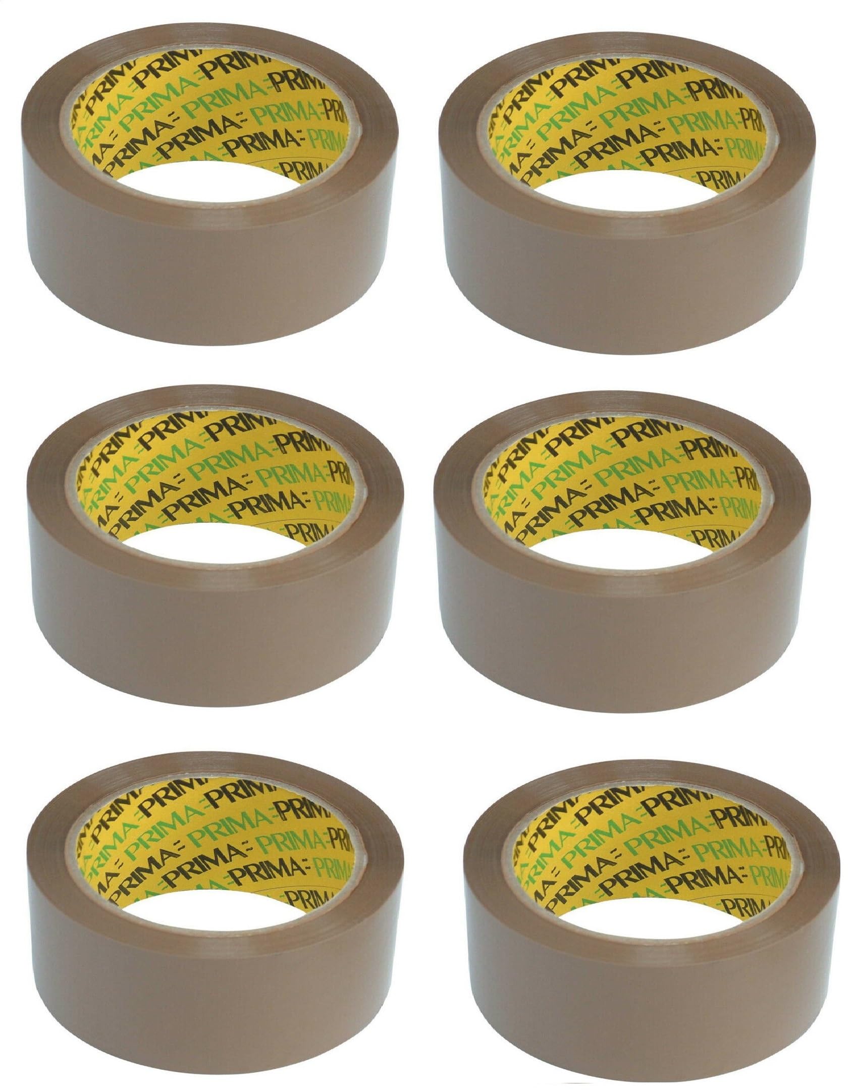 Prima Tape Brown 6 Rolls 48MM x 66M Packaging Tape for Parcels and Boxes 6 Roll pack of Heavy Duty Brown Packing Tape Strong, Secure and Sticky Seal your Boxes Low Noise