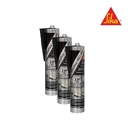 SIKA Sikaflex 521 UV, Witterungsbeständiger Kleb-Dichtstoff schwarz 300 ml 3 Stück