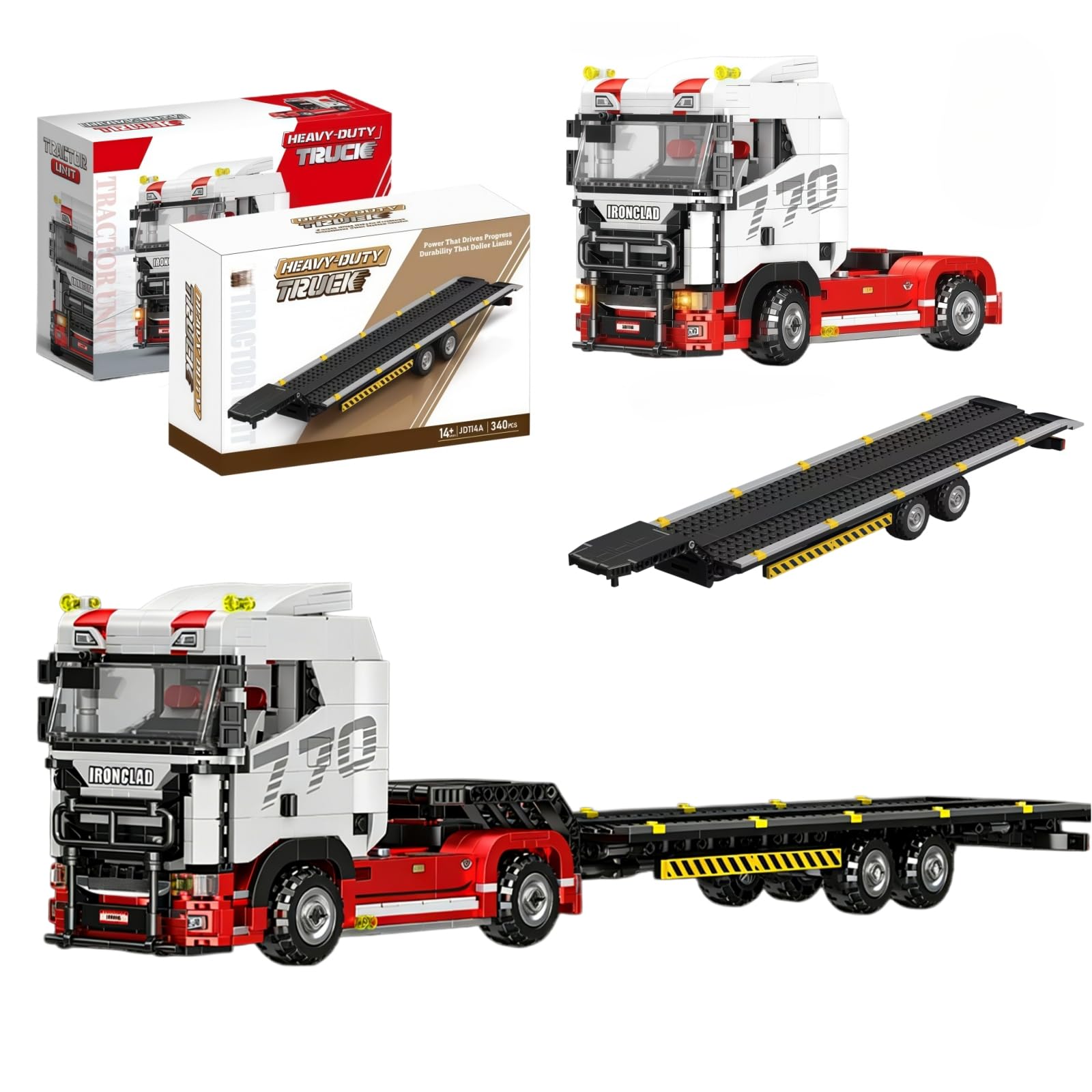 Heavy-Duty Truck & Trailer Building Blocks Set for Adults, 1211 Pieces European Truck Model Toy, Engineering Vehicle Construction Bricks Kit, Home Office Decor Gift