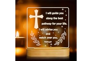 Lampeez Baptism Gift, Cross Night Light Wooden Novelty Lamp Illusion for Kids, Kids Decoration Lamp USB Power Bedroom Decor Xmas Holiday Christening Dedication Gift for Boy Girl