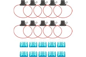 10 Pack ATC/ATO Inline 16 Gauge Waterproof Automotive Blade Fuse Holder with 10 PCS 15A Standard Car Fuses