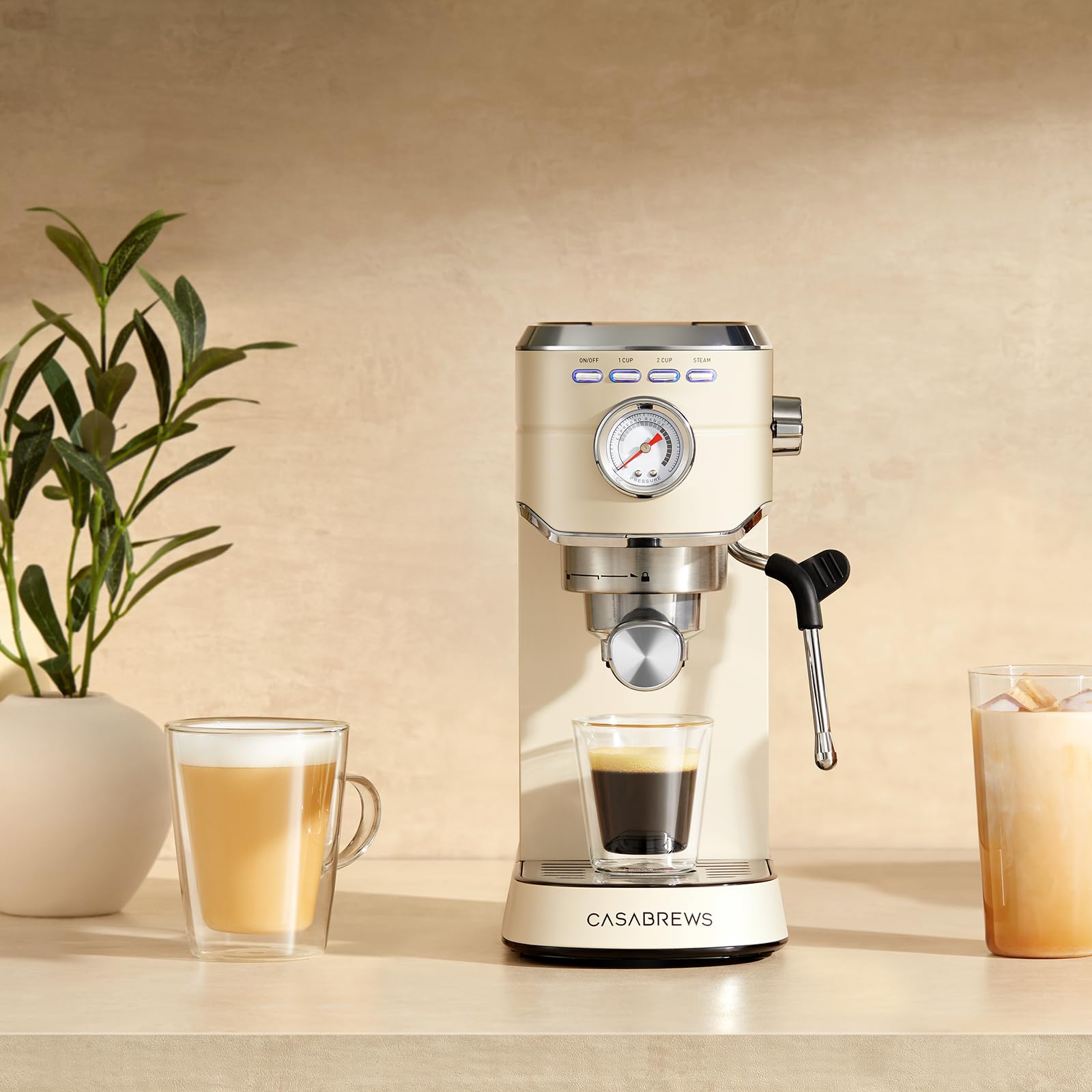 CASABREWS CM5418 Espresso Machine 20 Bar, Espresso Maker with Milk Frother Steam Wand, Stainless Steel Espresso Coffee Machine with 34oz Removable Water Tank, Creamy