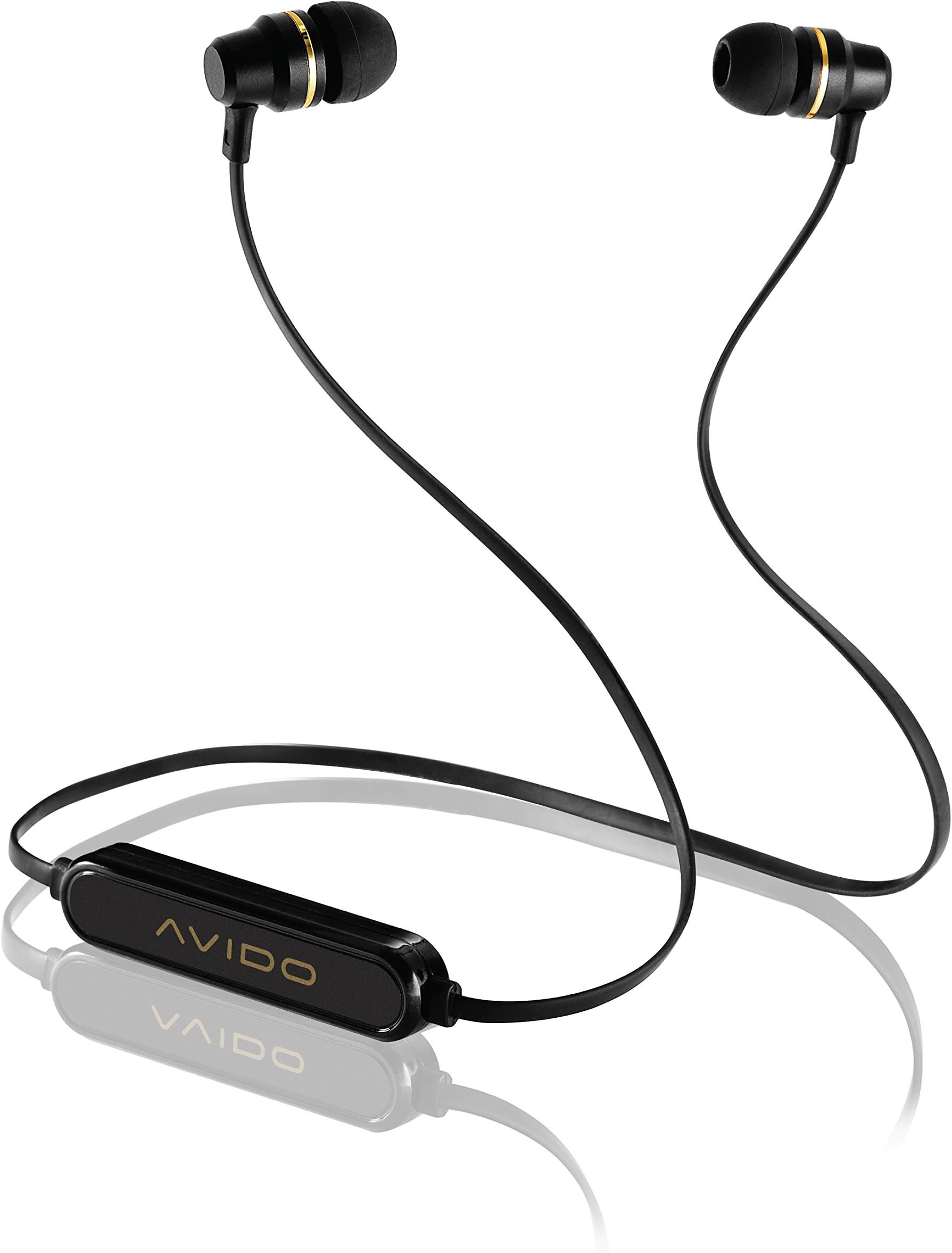 Avido ZYLO Premium Wireless Bluetooth in-Ear Earphones/Earbuds - Multi-Function Remote & Mic for Hands-Free Calling, HD Performance Sound, Long-Lasting Battery [Retail Packaging] - Black/Gold
