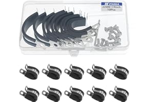 JTAREA 7/8 Inch 304 Stainless Steel Cable Clamps 22MM Cable Clamp Rubber Coated Wire Clip Pipe Clamp with Screws