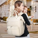 RAINSMORE Baby Changing Bag Backpack Nappy Bag with Mat White view 7
