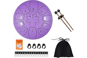 TREELF Steel Tongue Drum 6 Inch 11 Notes Steel Drum Beginner Hanpan Drum Percussion for Musical Education Zen Meditation Yoga with Bag Music Book Mallets Finger Picks