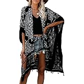 Breezy Lane Women's Kimono Cardigan Summer Swimsuit Coverups Beach Cover Up with Floral Print for Vacation