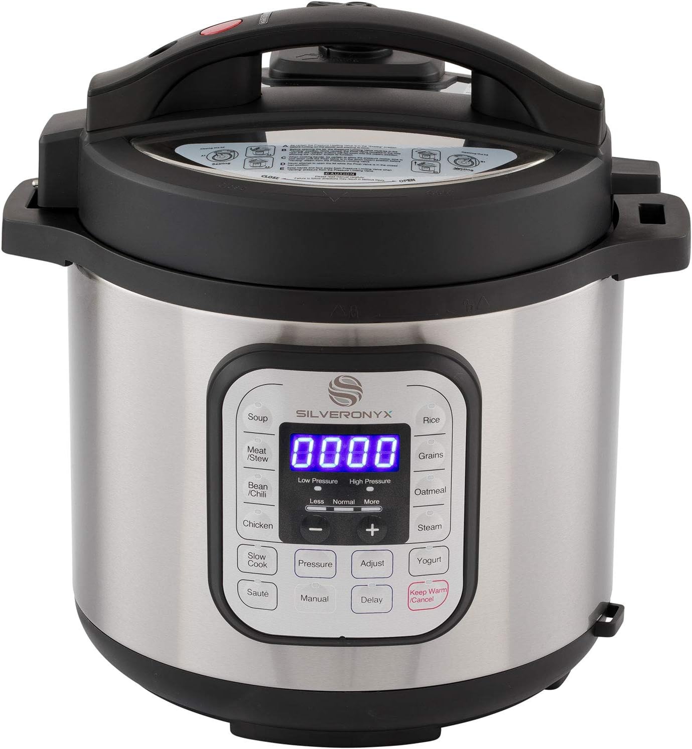 SilverOnyx 10-in-1 Programmable Pressure Cooker 6 Quarts with Stainless Steel Pot, Steamer & Warmer, Recipe Book Included. Instant Pressure Cook, Slow Cook, Sauté, Rice Cooker, Yogurt Maker - 6 Quart