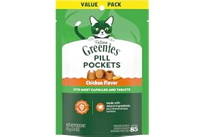 Greenies Feline Pill Pockets Soft Cat Treats, Chicken Flavor, 85 Count | #1 vet-recommended, moldable pocket hides pills, no artificial flavors or preservatives, real ingredients