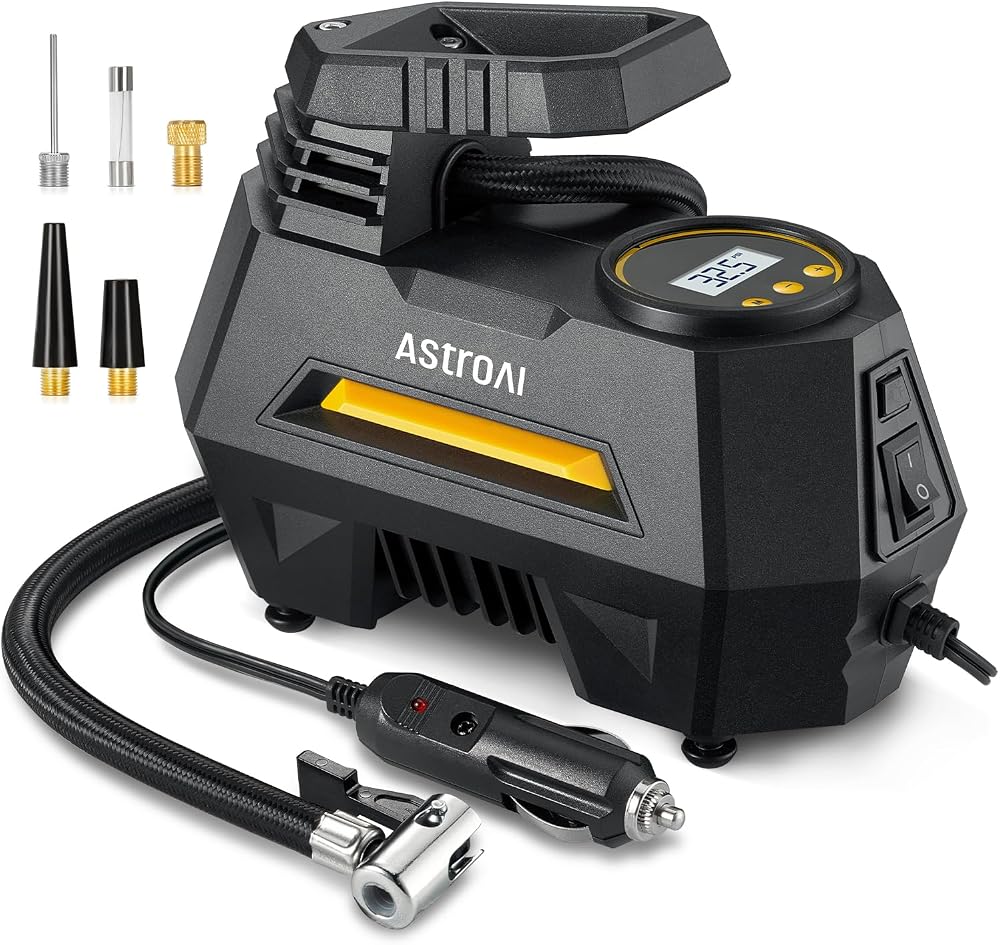 AstroAI Tyre Inflator Air Compressor 12V DC 35LPM Auto-Stop Digital Gauge