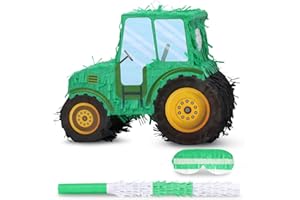 Birchio Tractor Pinata Bundle with a Blindfold and Bat(15.8 x 6.7 x 12 Inches), Kids Excavator Pinata for Construction Birthday Parties, Boys Birthday Party Supplies
