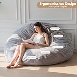 MAXYOYO Bean Bag Bed - Convertible Sofa, Plush, Gray, 180x180 cm view 4