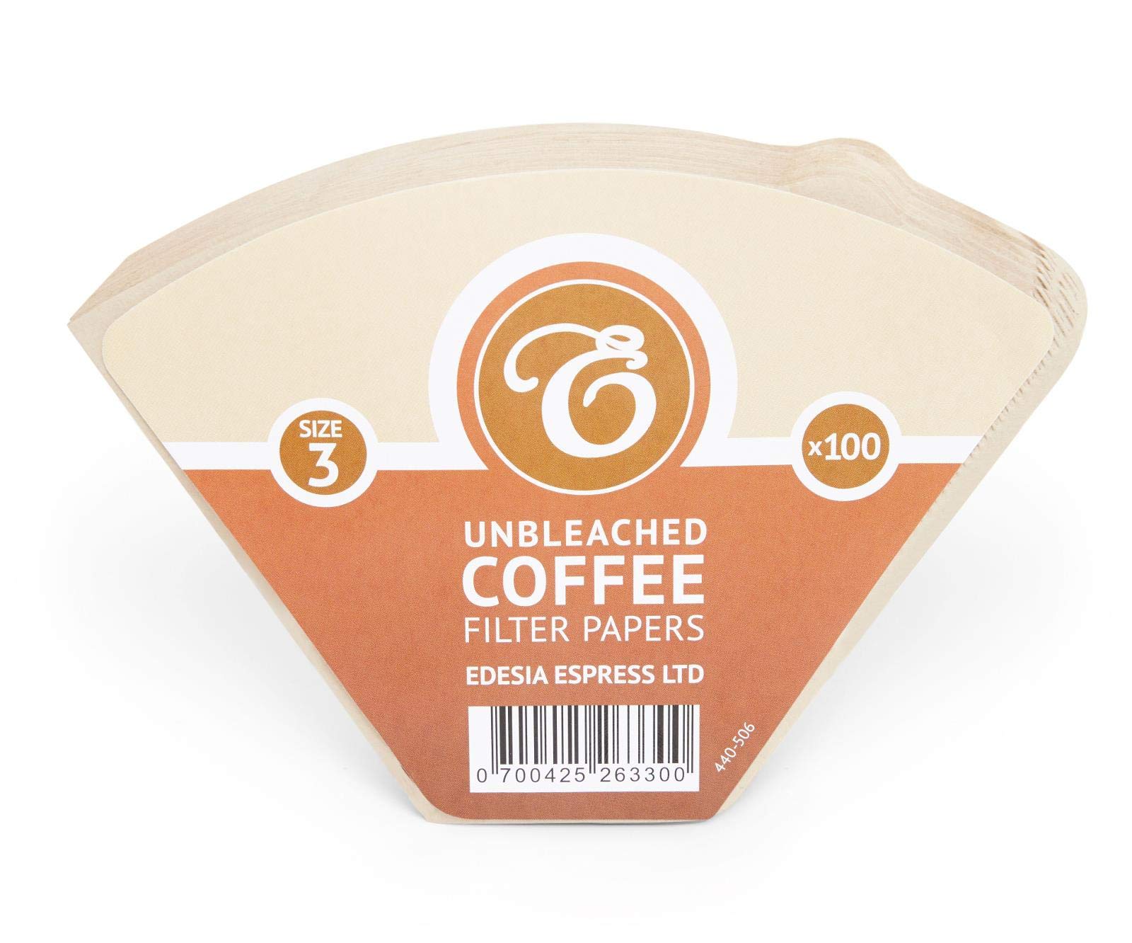 EDESIA ESPRESS – 100 Cone Coffee Filters in Paper – Coffee Filter No.3 for Manual Coffee Maker, Pour-Over and Gentle Brewing – Size 3 Brown