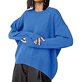 Ckikiou Oversized Crewneck Cute Slouchy High Low Sweater for Women Fall Winter Casual Long Sleeve Soft Knitted Pullover Top