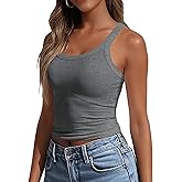 GEMBERA Womens Scoop Neck Sleeveless Fitted Ribbed Knit Basic Layering Cropped Tank Top Shirts Camisole