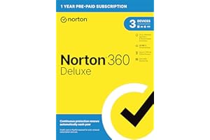 Norton 360 Deluxe 2024, Antivirus software for 3 Devices with Auto Renewal - Includes VPN, PC Cloud Backup & Dark Web Monitor