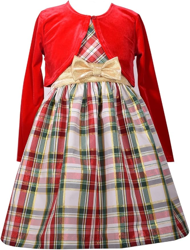 baby girl bonnie jean velvet plaid dress