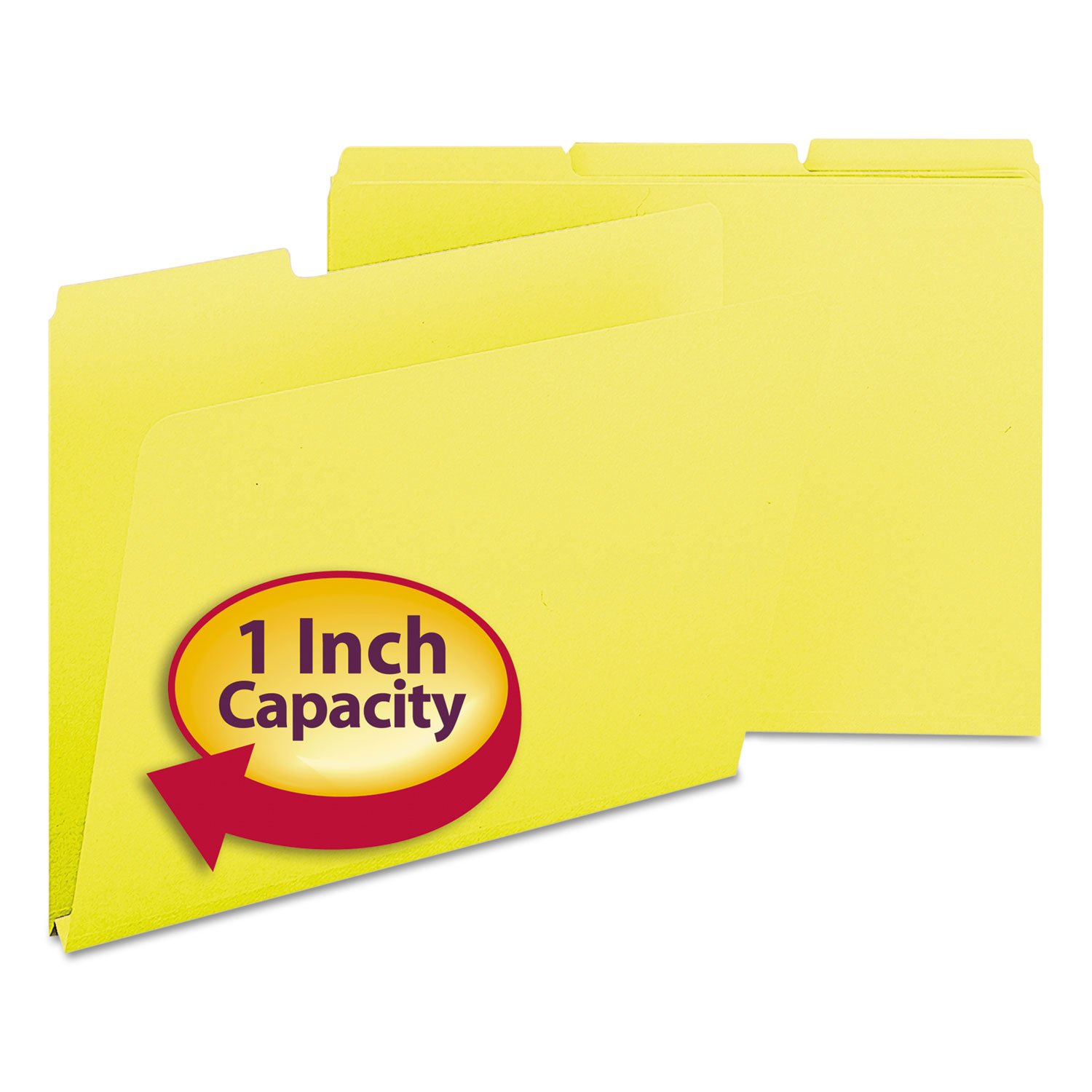 Smead Pressboard Folder, Letter, 1/3 Cut Tab, 1-Inch Expansion, Yellow, 25 per Box (21562)