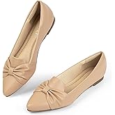 MUSSHOE Flat Shoes Women Comfortable Pointed Toe Slip on Women's Flats, Nude Pu 9