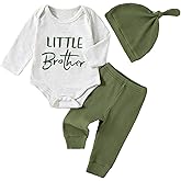 QUEKRE Newborn Baby Boy Clothes Little Brother Romper Solid Ribbed Knit Pant Infant Fall Winter Outfit Sets