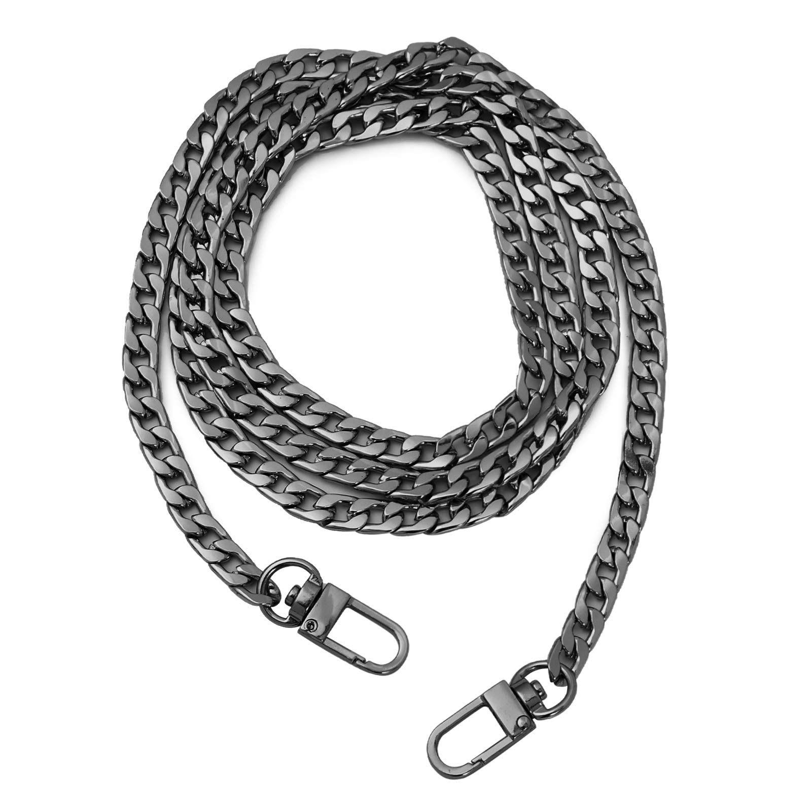 HUIANER Purse Chain with Buckles DIY Handbag Strap Shoulder Bag 120cm Long Metal Accessory Replacement Chain Strap (Gunmetal)