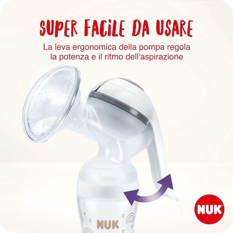 tiralatte manuale | Cuscinetto in morbido silicone | Leva ergonomica | Con biberon Perfect Match | 150 ml