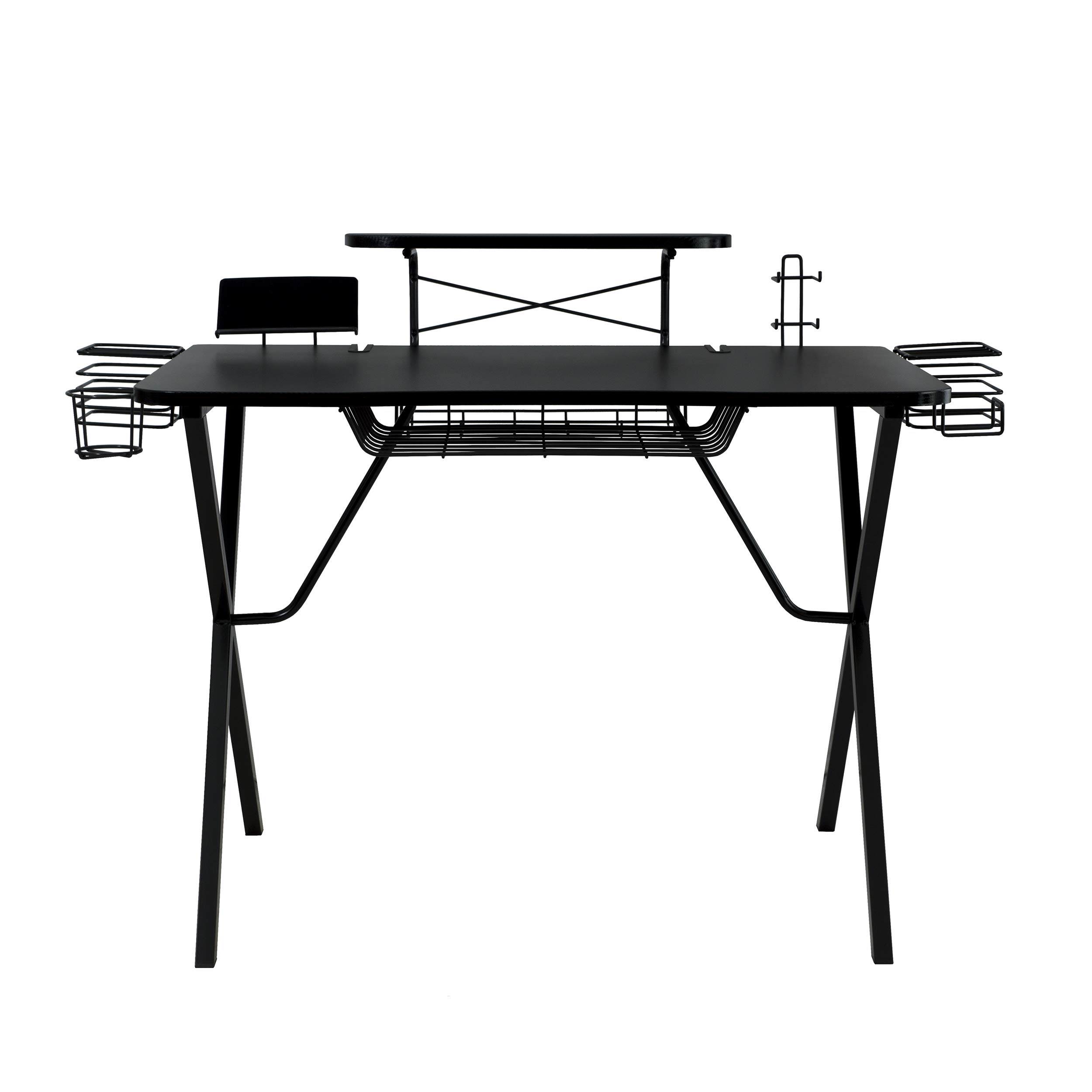 Atlantic Gaming Original Gaming-Desk Pro - Curved-Front, 10 Games, Controller, Headphone & Speaker Storage, 40.25"x23.5" Curved Front Desktop, Enhanced larger Design
