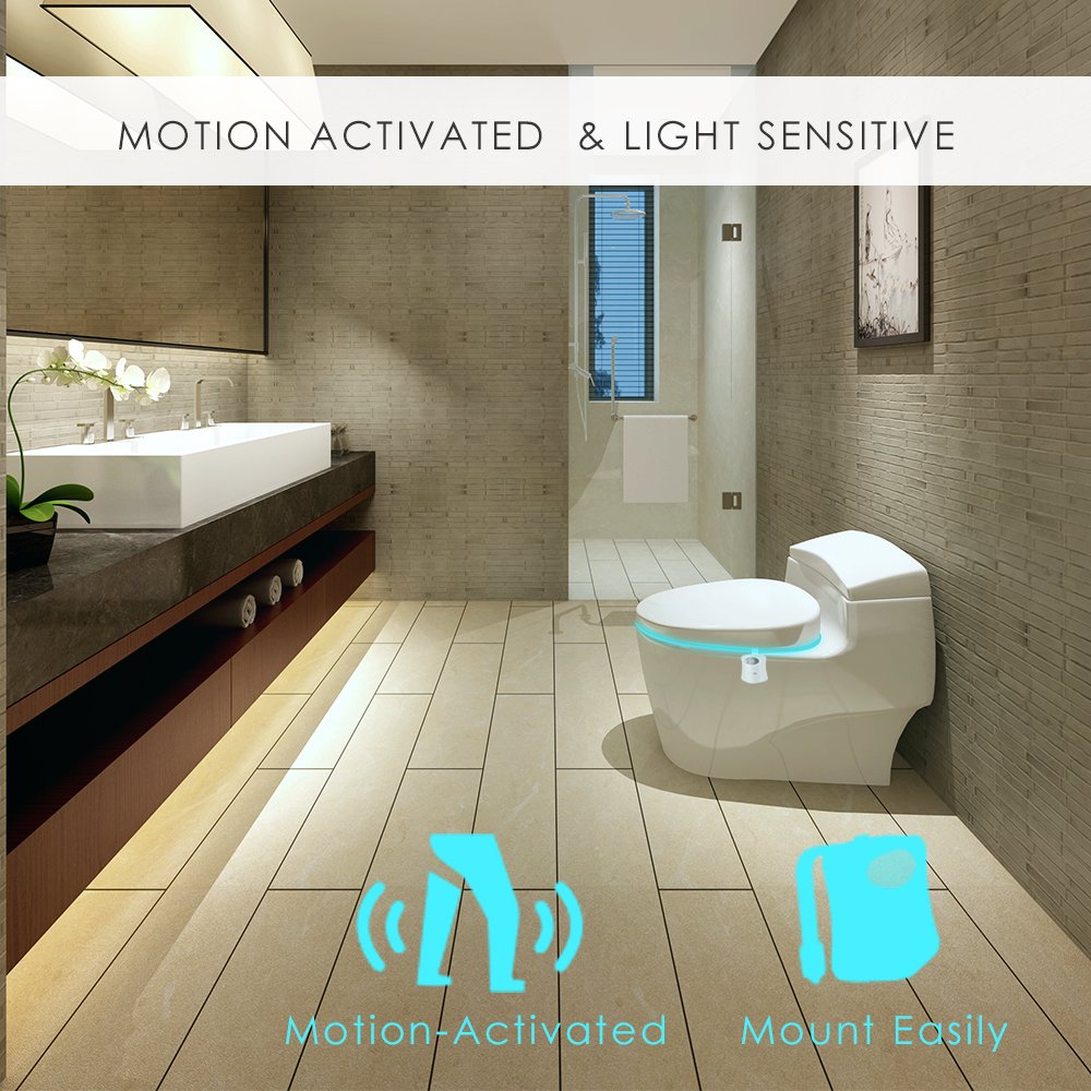 Colorful Motion Sensor Toilet Night Light, Oenbopo Home Toilet Light