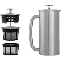ESPRO P7 Double Walled Stainless Steel Insulated Coffee French Press (Brushed Stainless Steel, 18 Ounce)