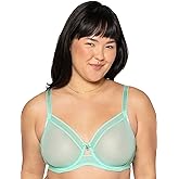 Curvy Couture Womens Sheer Mesh Full-Coverage Unlined Underwire Bra