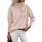 Zeagoo Women's Turtleneck Sweater 2026 Fall Winter Chunky Knitted Pullover High Low Hem Trendy Basic Jumper Top