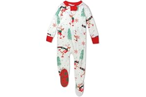 HonestBaby Baby One-Piece Holiday Non-Slip Footed 100% Organic Cotton Pajamas