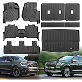 Jdeymat for Ford Expedition Max/Lincoln Navigator L 8-Seater 2018-2024 Floor Mats 3 Rows Trunk Cargo Liner and Backrest Mats All Weather TPE Accessories (8 Seat Full Set-Only for MAX Or L)