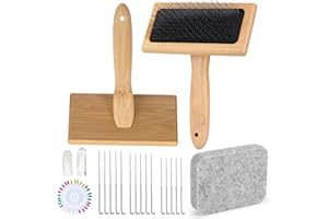 SOCNITC 21 Pcs Needle Felting Tools with 2 Pcs Wool Carders, Hand Carders for Wool, Craft Wool Needle Felting Brush, Needle Felting Pad, Felting Needles Basic Needle Felting Kit for Craft Felt Project