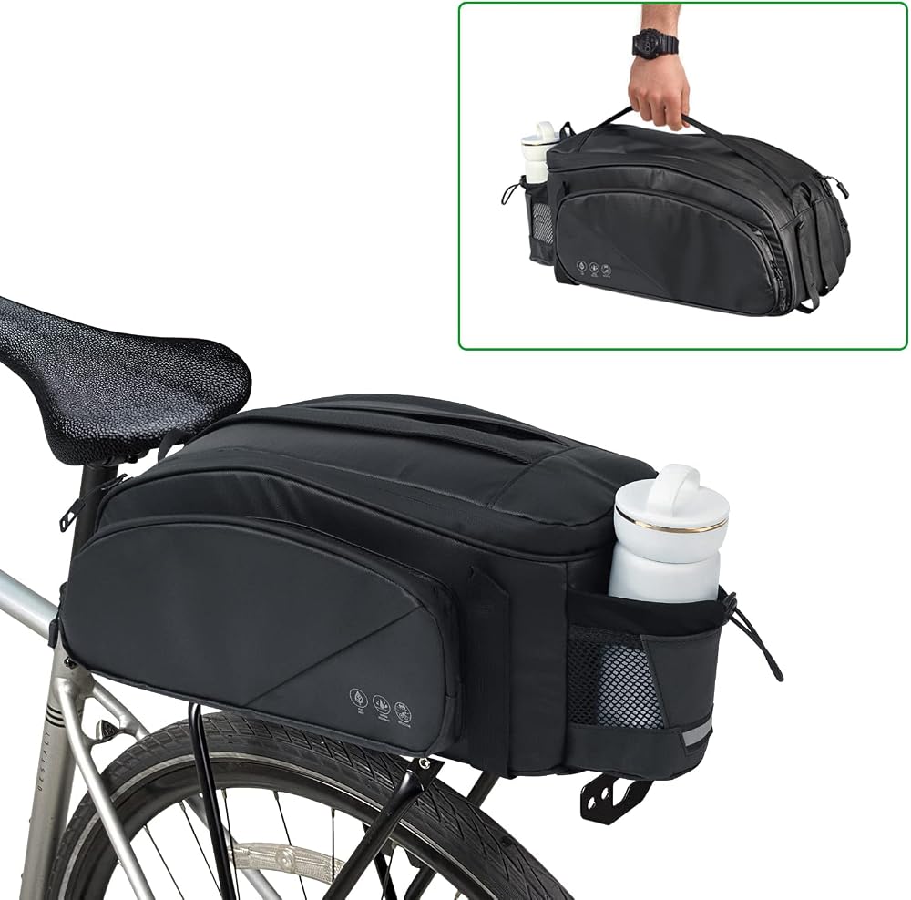 HOMPER Cycle Saddle Rear Rack Pannier Bag 11L with Shoulder Strap Black