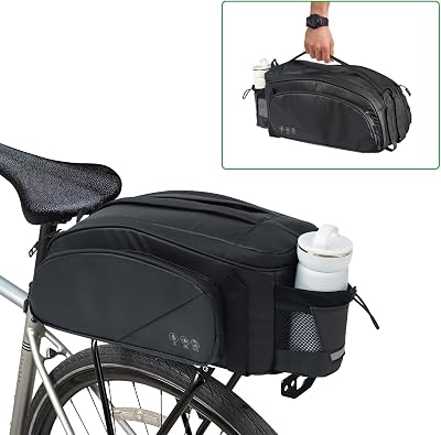 HOMPER Cycle Saddle Rear Rack Pannier Bag 11L with Shoulder Strap Black
