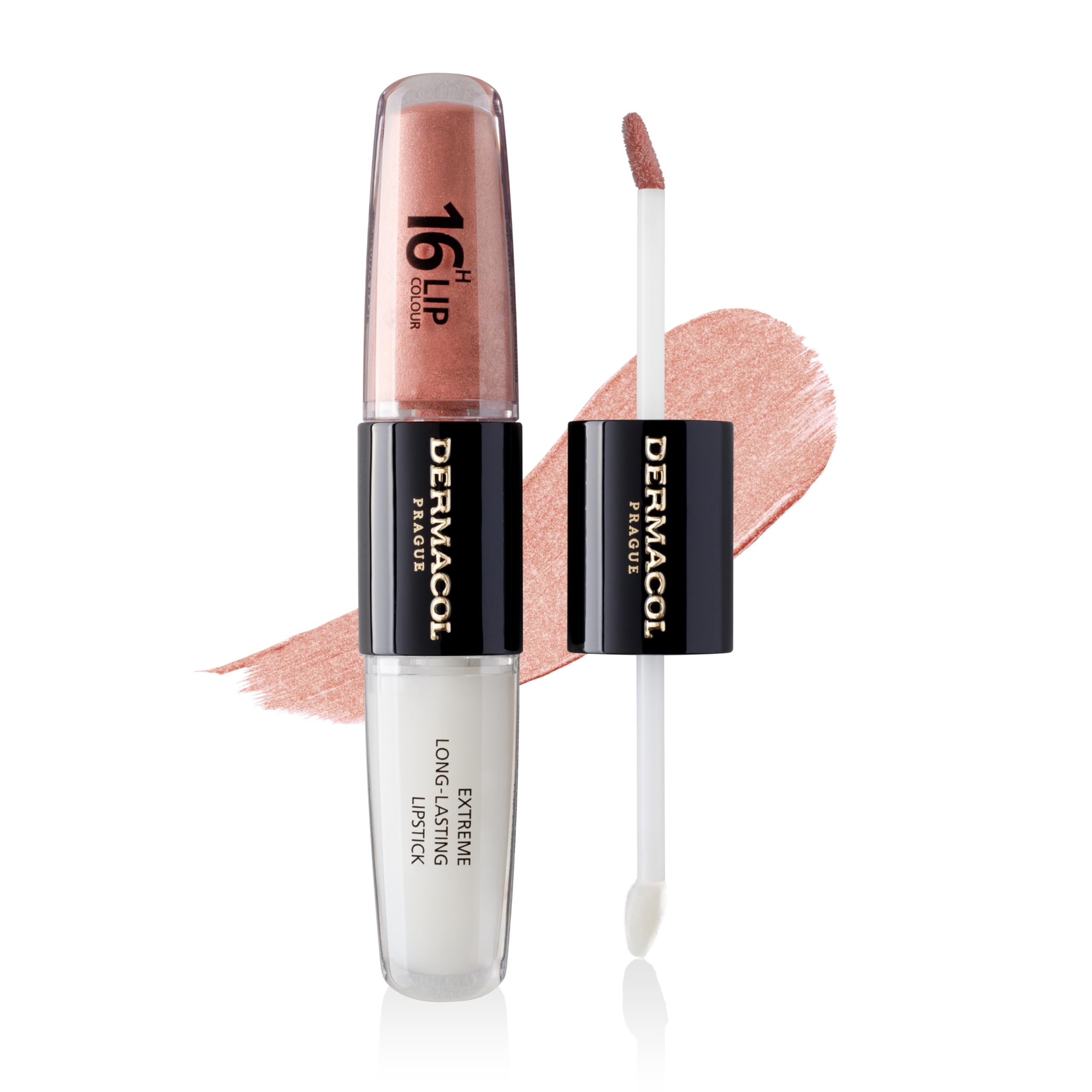 NEW Dermacol - 16-Hour Lip Colour, Highly Pigmented Glossy Lip Stain, Two-Phase Lip Plumper Gloss, Kissproof Lip Makeup Products with Matte and Glitter Finish, n.5