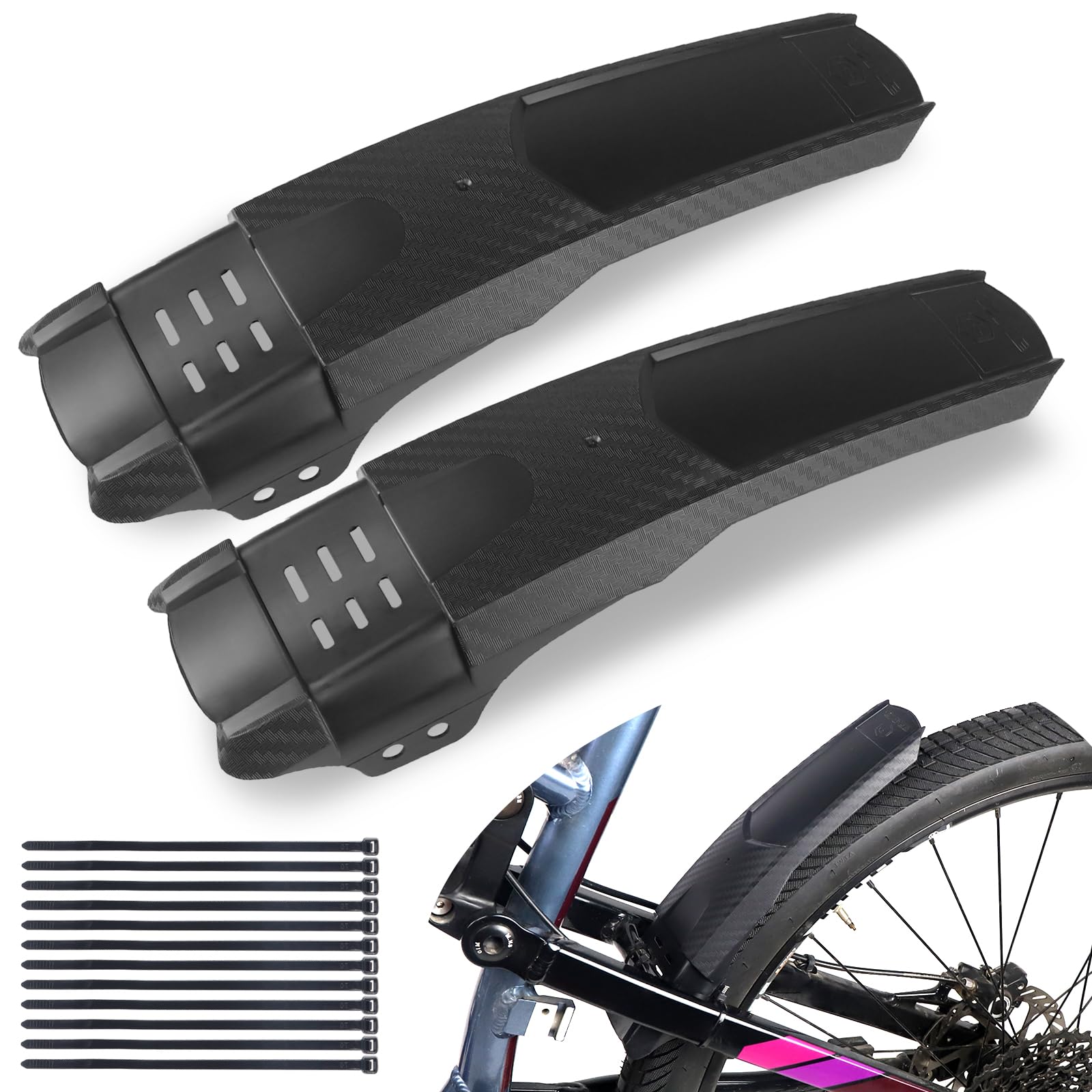 MEGHNA Bicycle Fenders Mudguard Set Front and Rear Universal Thicken Widen Mud Guard for Mountain Bike MTB Road Bike 20-29” Quick Release