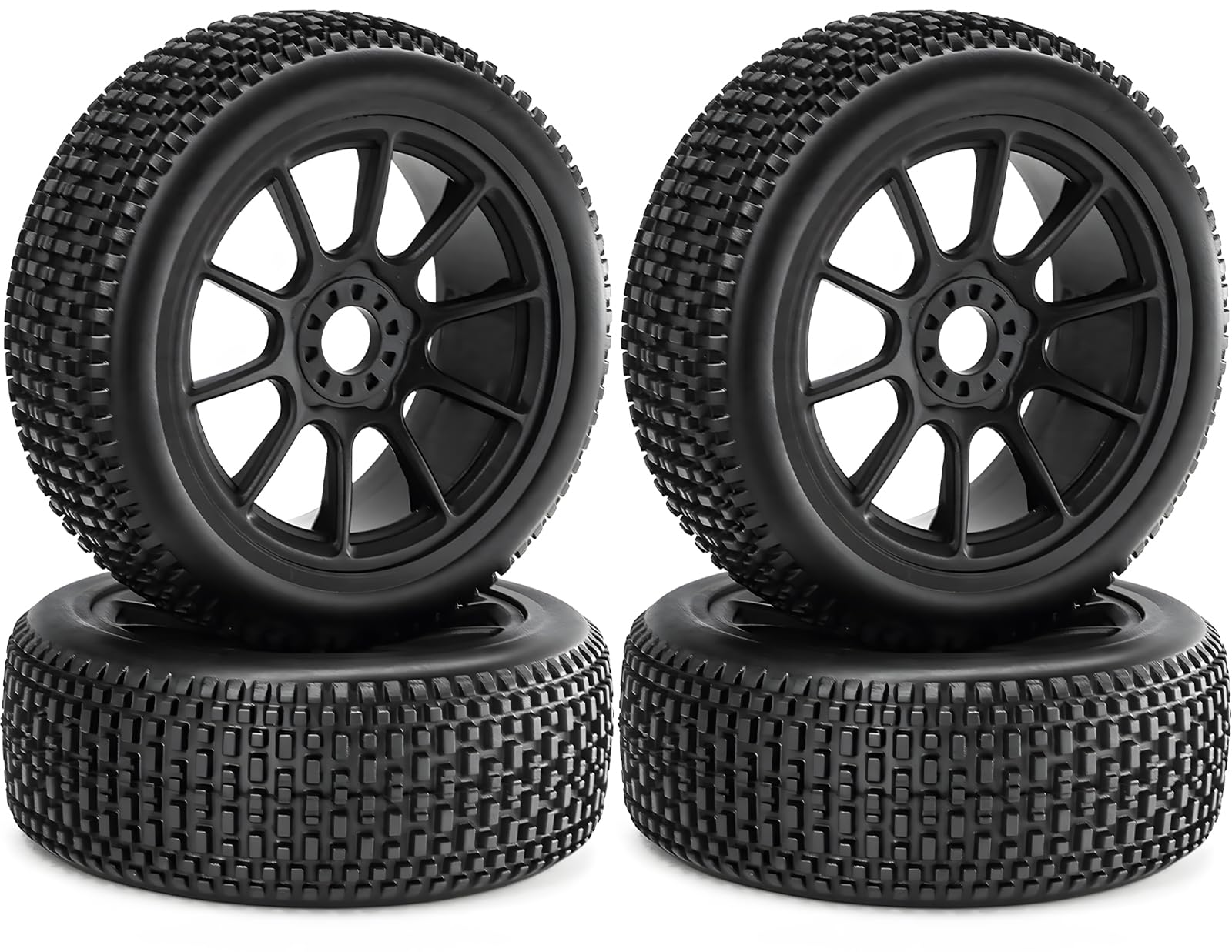 RcThjia 1/8 Scale Blockade Off-Road Buggy Tire 17mm Hex RC Wheels & Tyre with Foam Inserts RC Tire Compatible with ARRMA Typhon 3S/6S HongNor FS Racing HSP Hyper KYOSHO MP10（4 PCS）