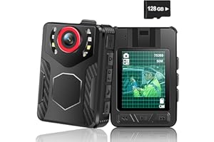 Delarbeaden Body Camera with Audio and Video Recording: 1080P FHD Body Cam with IR Night Vision Video Recorder, 10HR Battery, 2.0” Screen, 128GB Wearable Bodycam for Law Enforcement, Security