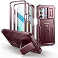 Dexnor for Samsung Galaxy A16-5G Phone Case, [2 Front Frame] [Built-in Magnetic Slide Camera Cover & Kickstand] Heavy Duty Protection Shockproof Case with Screen Protector, 6.7 inch Maroon Red