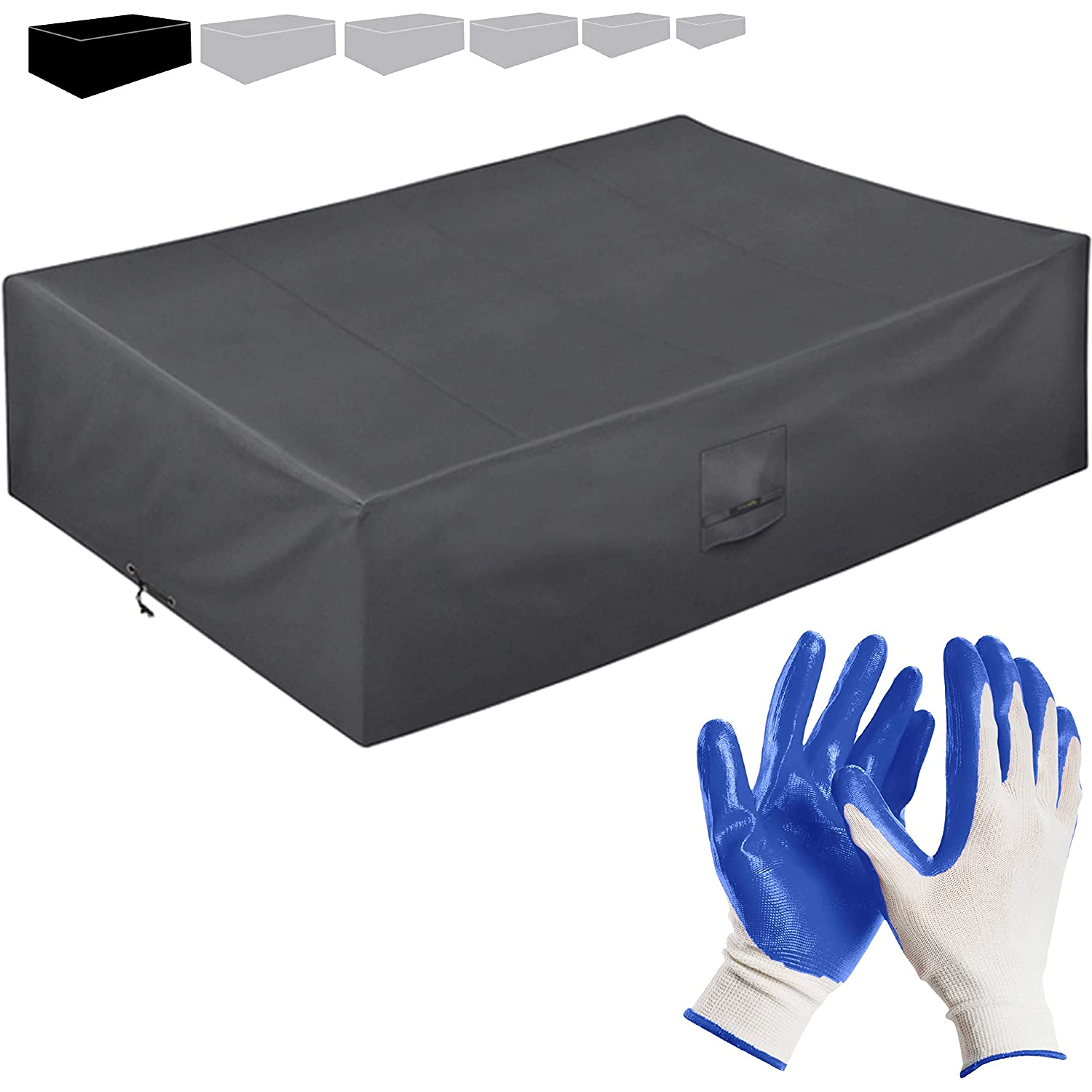 smartpeas - Outdoor Furnitures Cover - Grey - 250 * 200 * 80 Cm - Waterproof Cover For Patio Rattan Table & Chairs - Protection From Rain, Wind And Frost + Plus: Gardening Gloves
