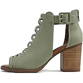 Soda Aran ~ Women Open Toe Crisscross Straps Back Zipper High Heel Fashion Sandal with Adjustable Ankle Strap