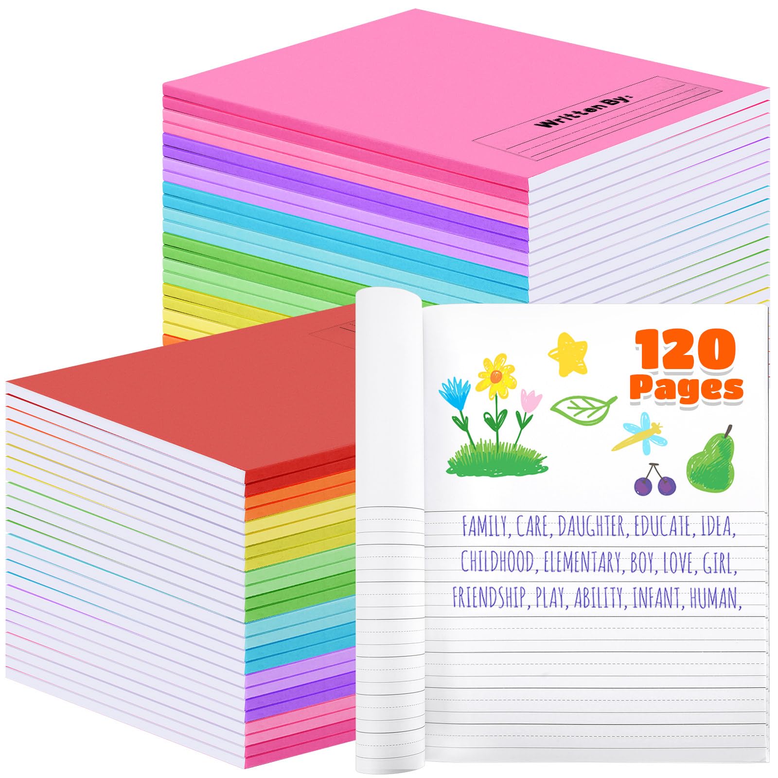 Photo 1 of Henoyso 24 Pcs 120 Pages Primary Composition Notebooks K-2 9 3/4 x 7 1/2 Inch Journals Primary Journals Blank Books for Kids to Write Stories Kindergarten (Classic Color)
